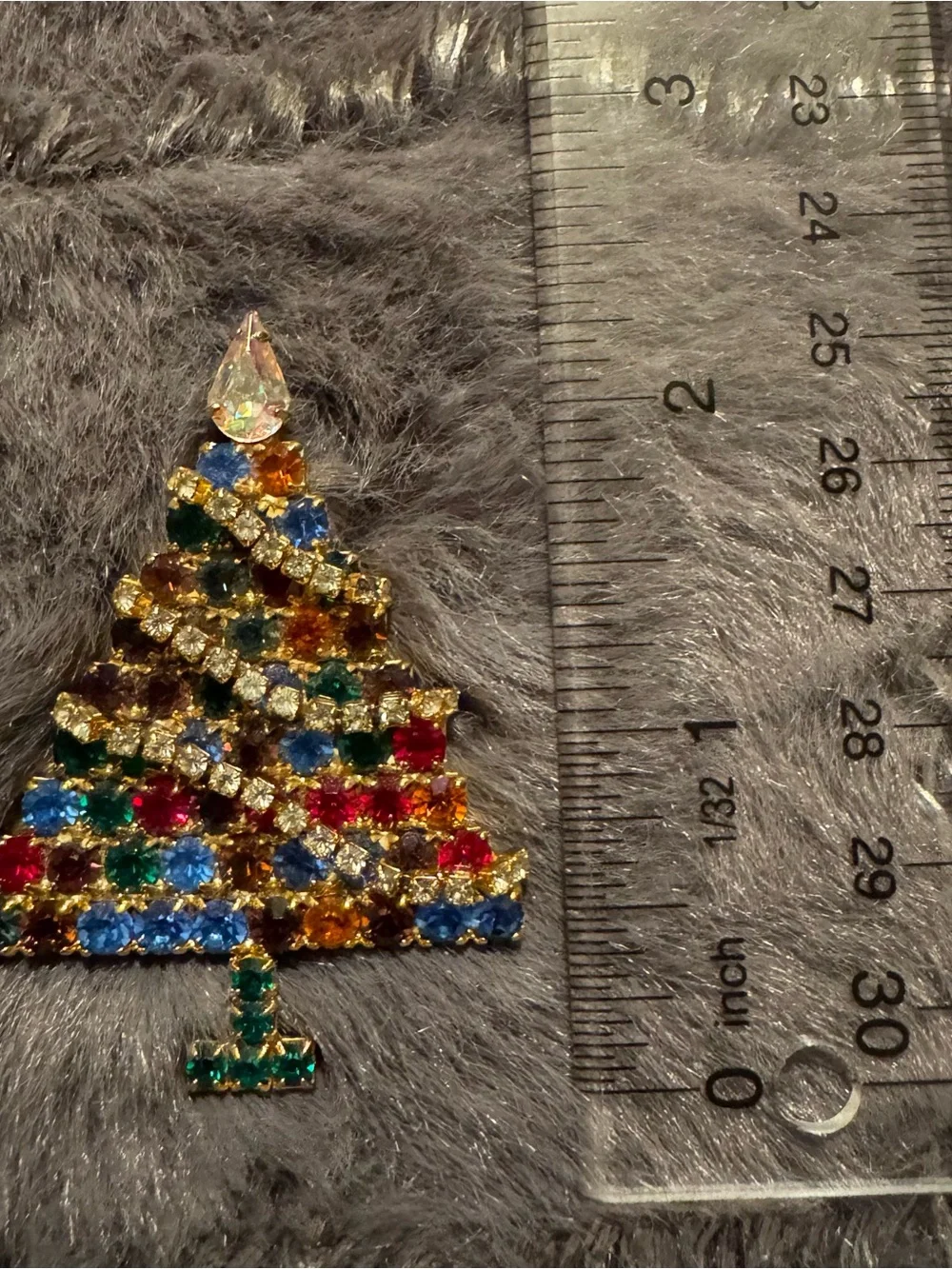 Christa’s‎ Tree Brooch Vintage Gold Tone Multicolor Rhinestones Elegant Jewelry